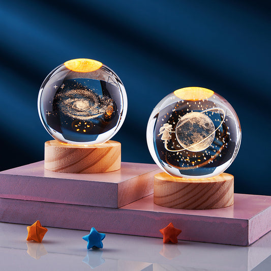 3D Crystal Ball lamp with solar system